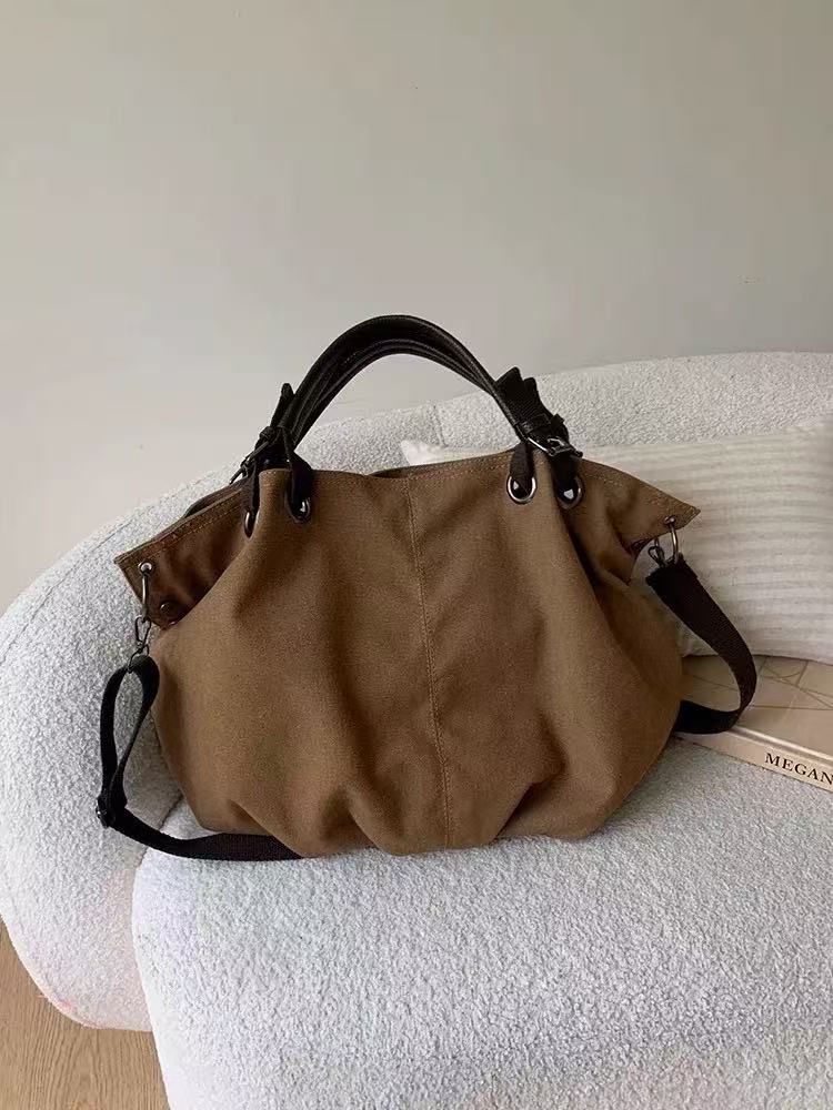 2025 New Model Japanese Style Tote Bag - Women's Large Capacity Canvas Bag - Retro Commuting Handbag - Shoulder Sling Large Bag