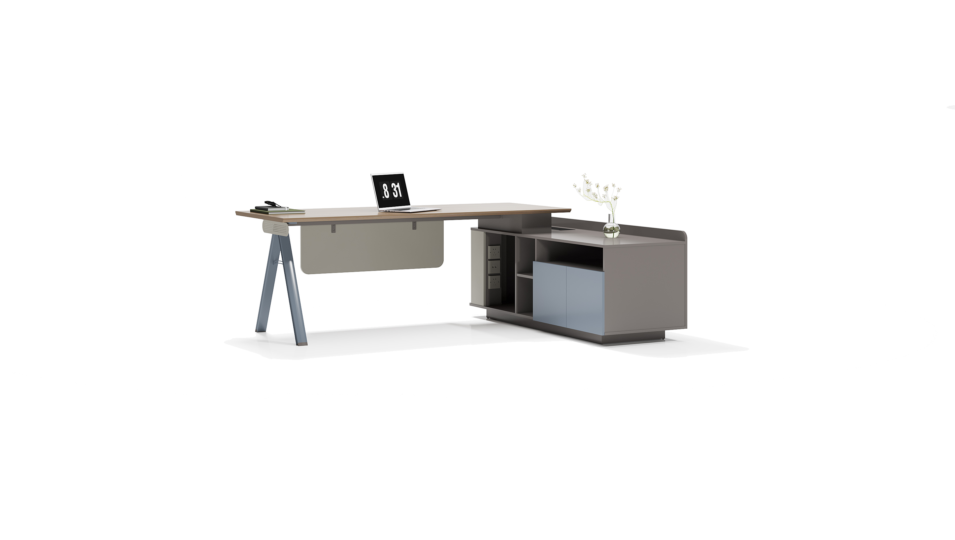 Office desk /Boss desk/Supervisor desk/ Qianxi Oak + Space Gray + Khaki Gray + Gray Bean Green