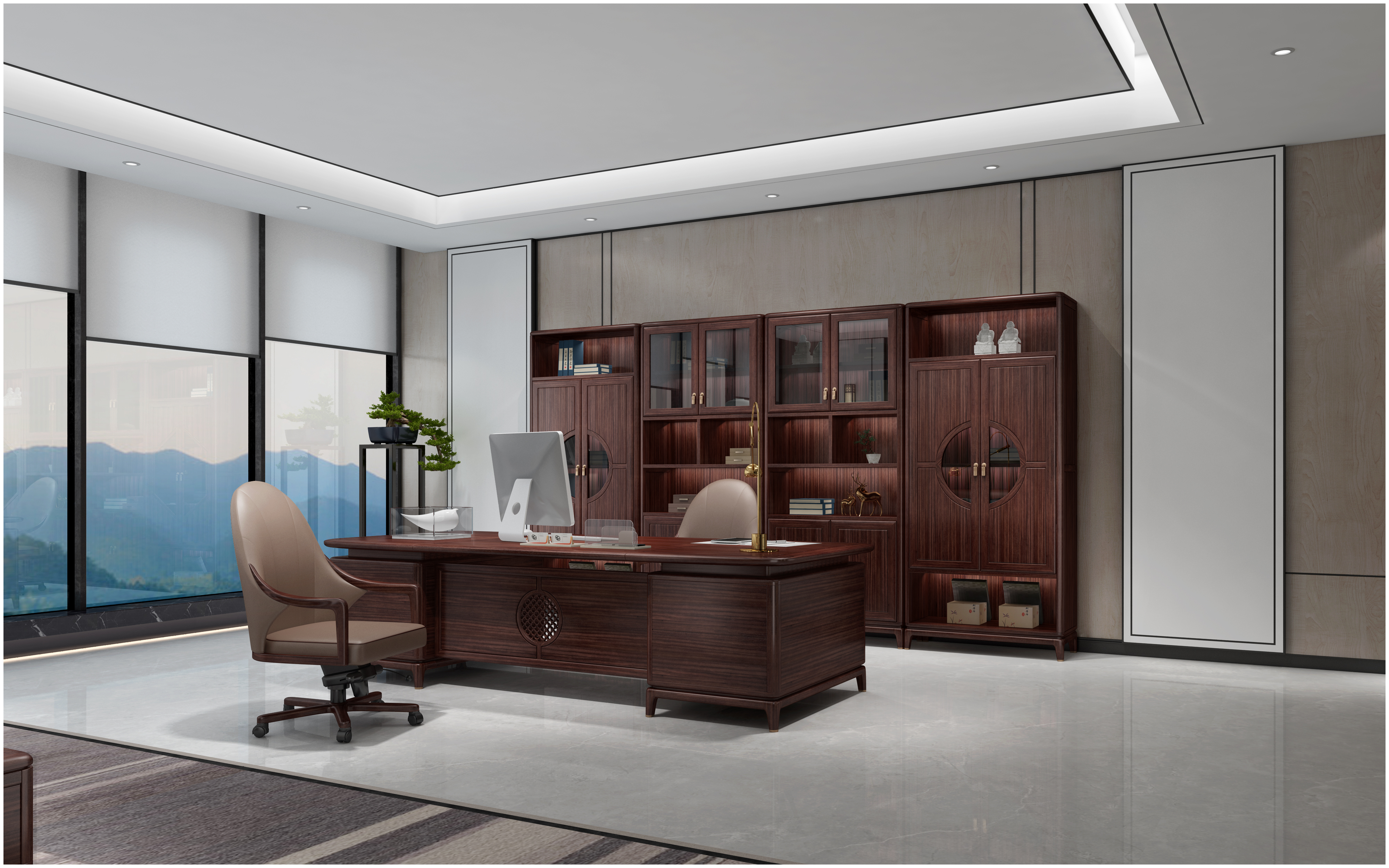 Light luxury boss desk/ Office desk / New Chinese style desk- DF