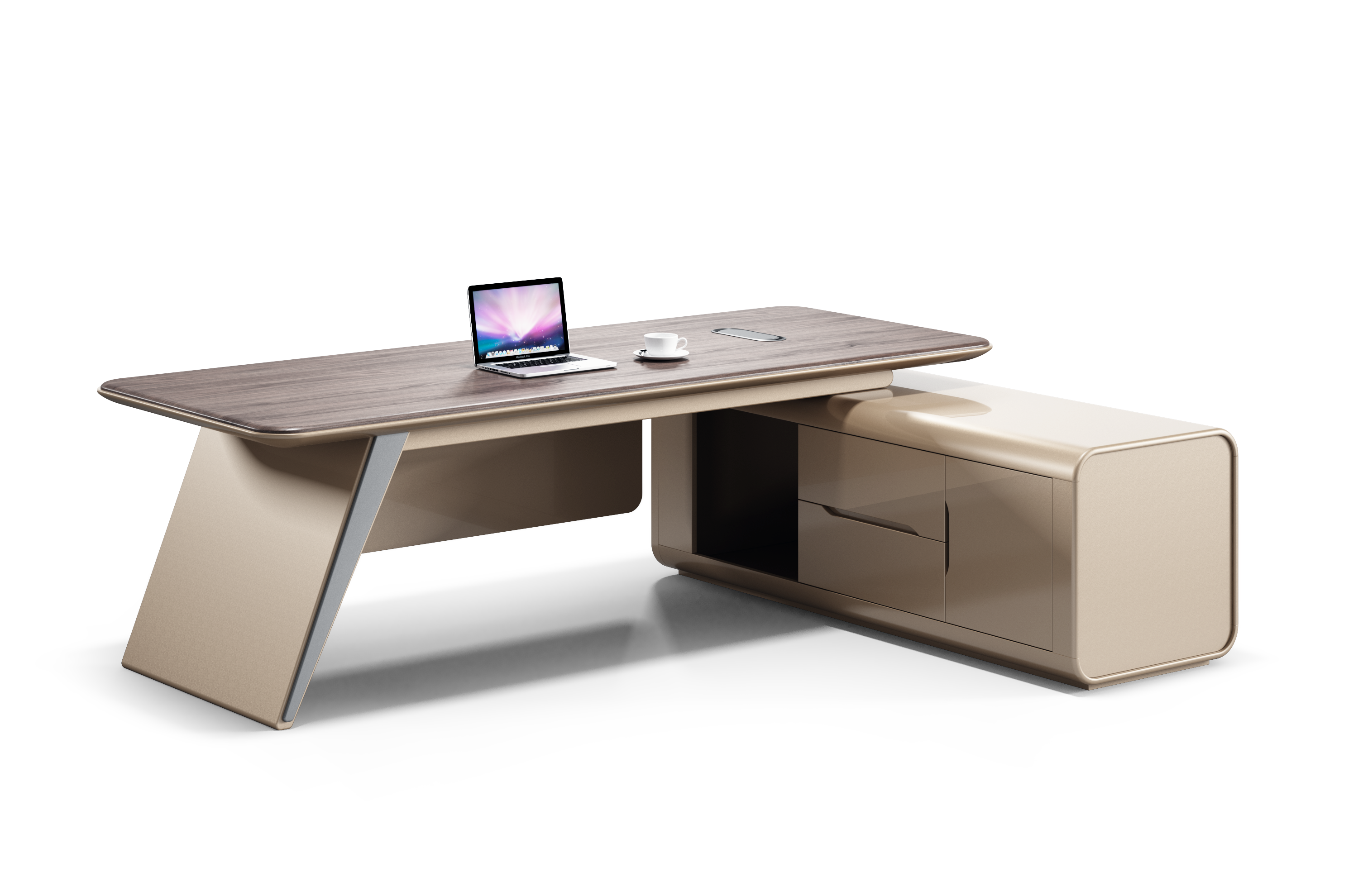 Boss desk/Supervisor desk/Office desk/Black walnut + Golden coffee