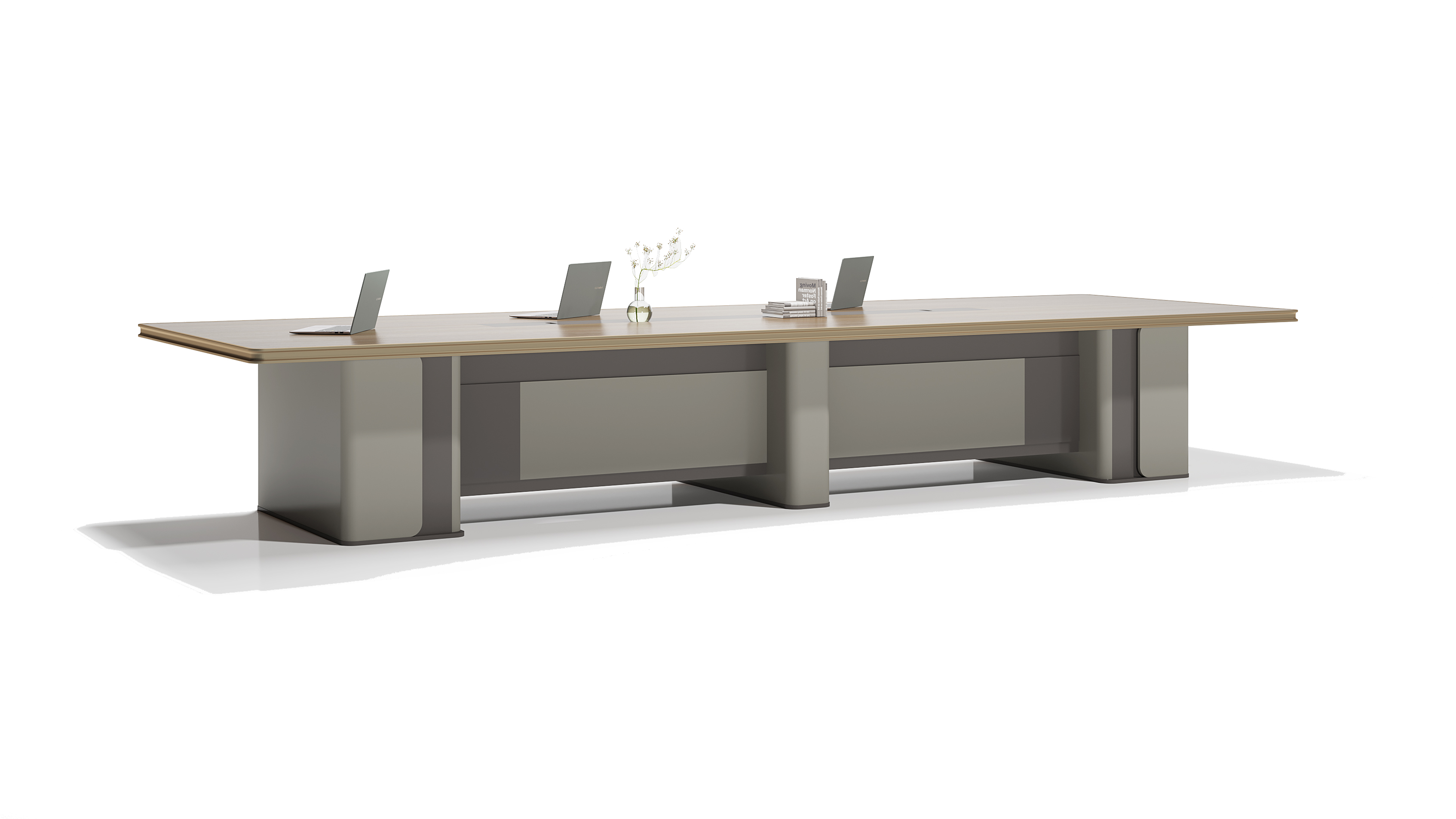 Conference Table / Meeting Table / Qianxi Oak + Space Gray + Khaki Gray
