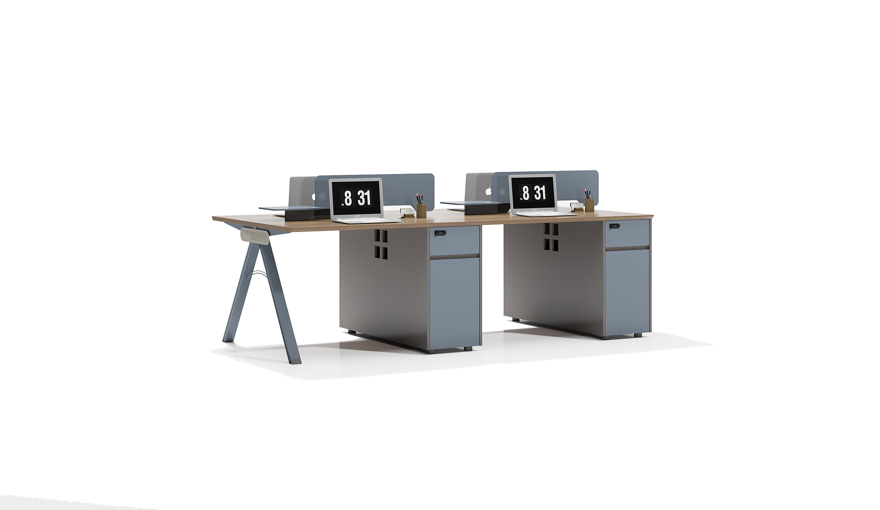 Extension table/  Staff desk/ Office desk/  Qianxi Oak + Space Gray + Gray Bean Green