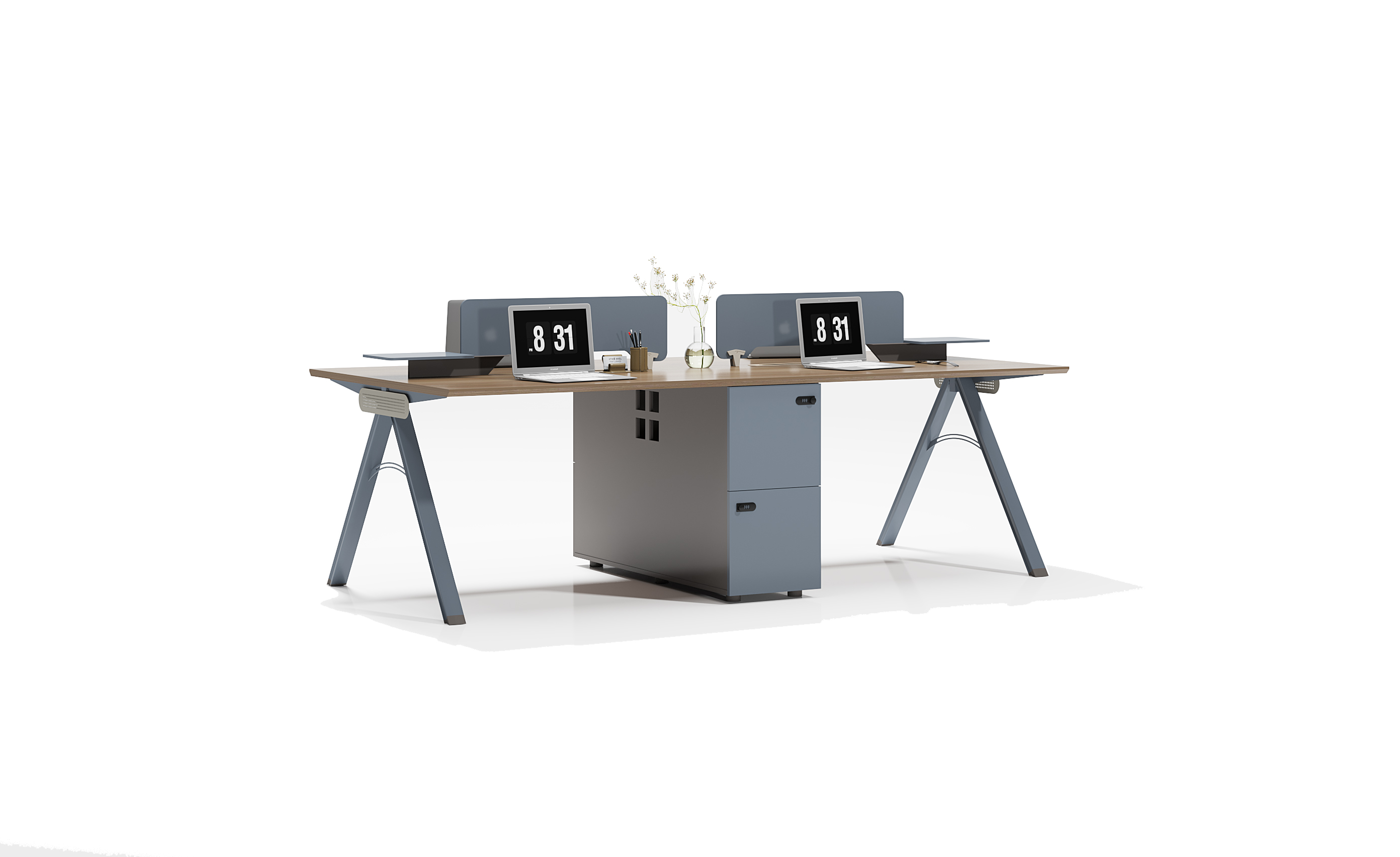 Staff desk / Office desk/ Qianxi Oak + Space Gray + Gray Bean Green