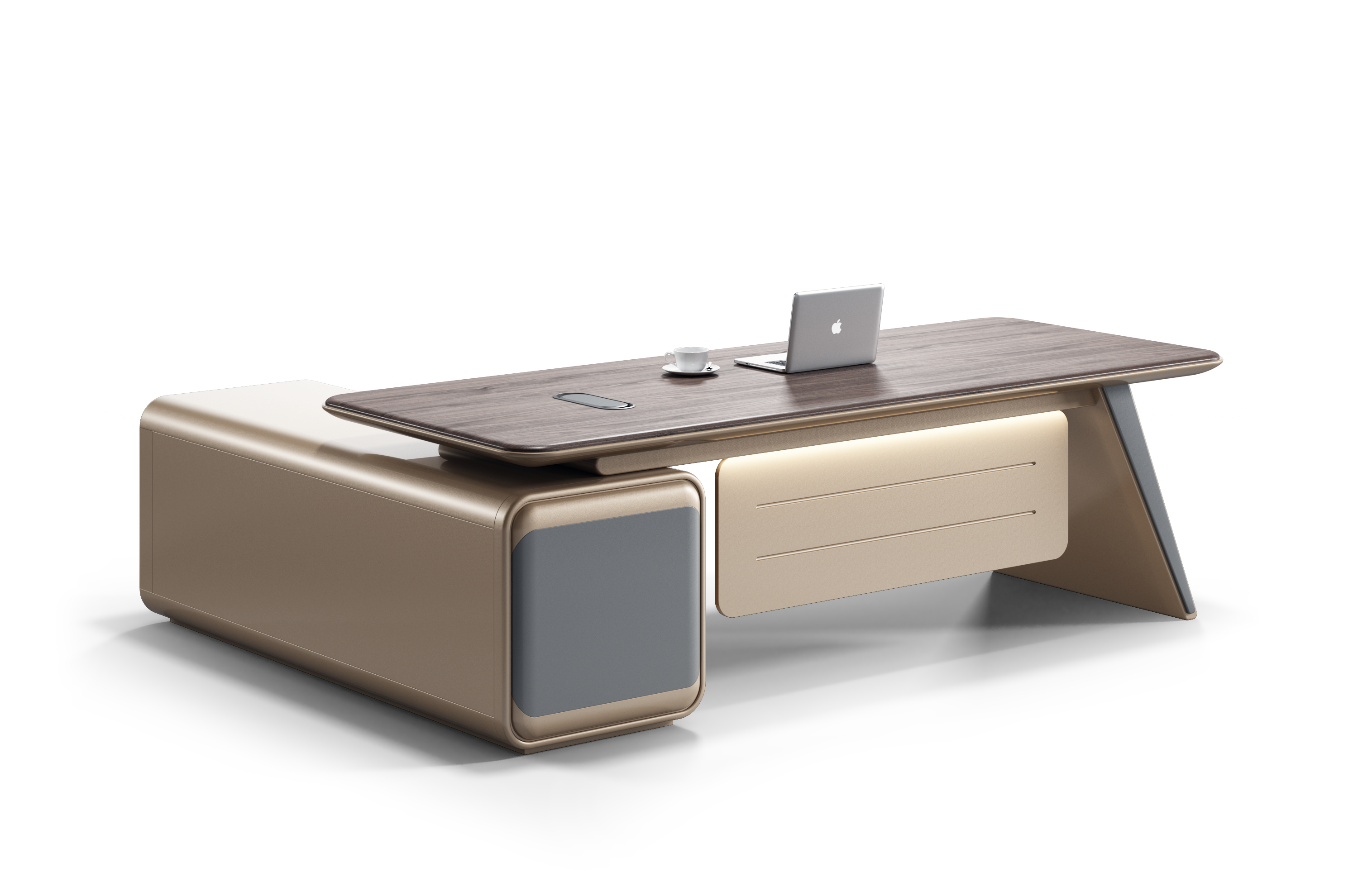 Boss desk/Supervisor desk/Office desk/Black walnut + Golden coffee