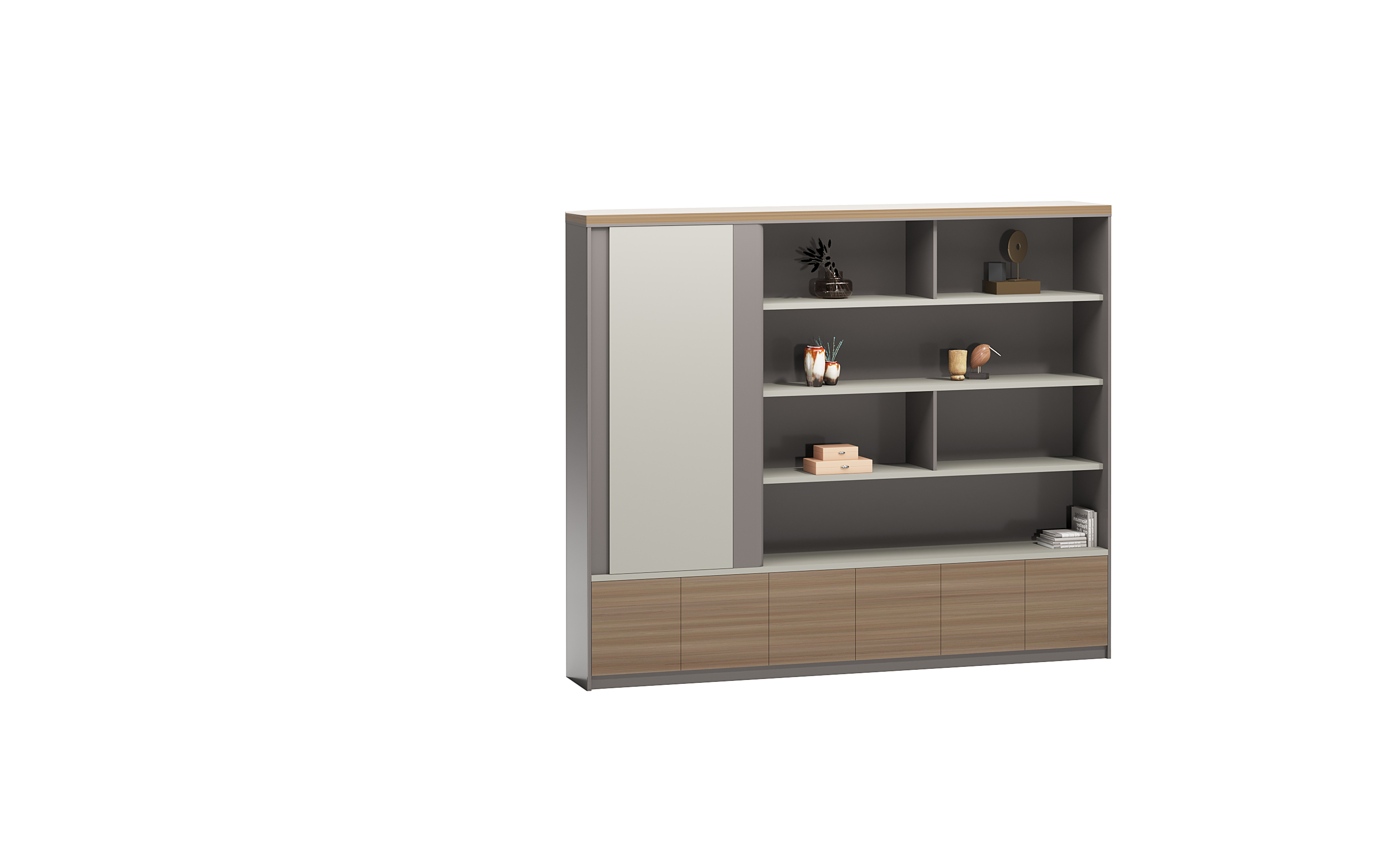 File Cabinet  / Qianxi Oak + Space Gray + Khaki Gray