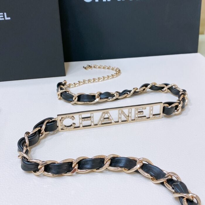 chanel 23c Hollow rhinestones Letter logo waist chain necklace