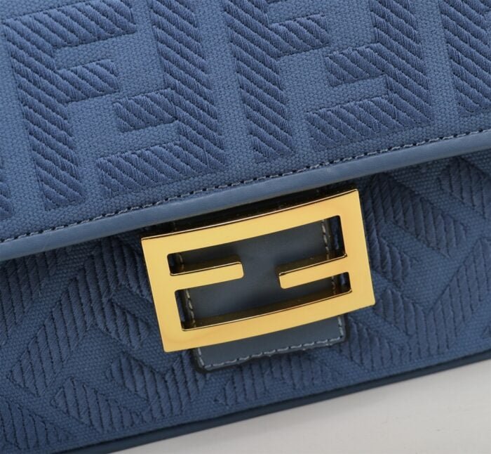FENDI Baguette F embroidery Light Blue shoulderbag F2029 Size: 26*5*15CM