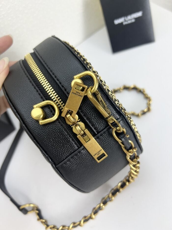 YSL round bun bag with chain strap black size: 17cm