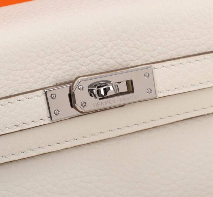 Hermès Kelly Togo Calf Sliver hardware Milkshake white size: 25Cm/ 28Cm