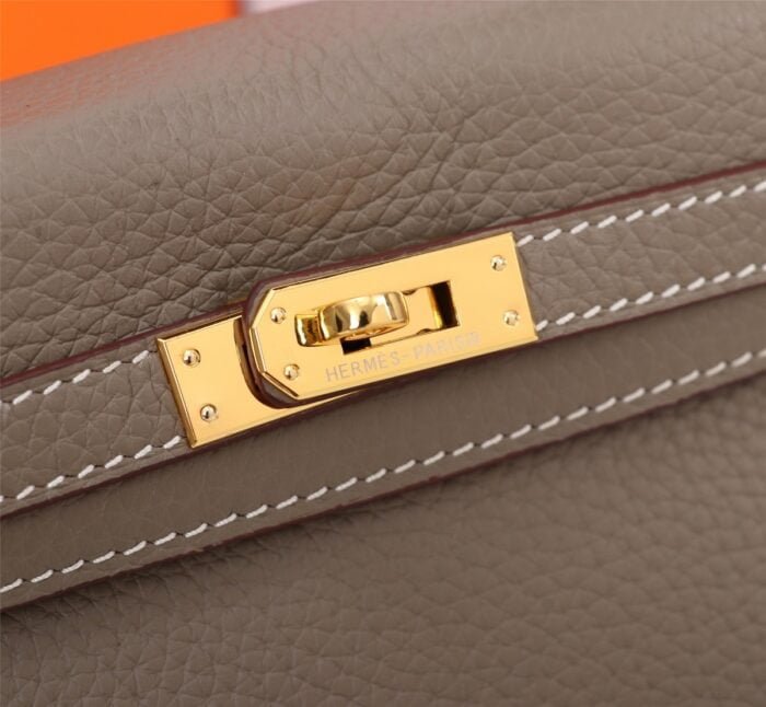 Hermès Kelly Togo Calf Gold hardware Elephant grey size: 25Cm/ 28Cm