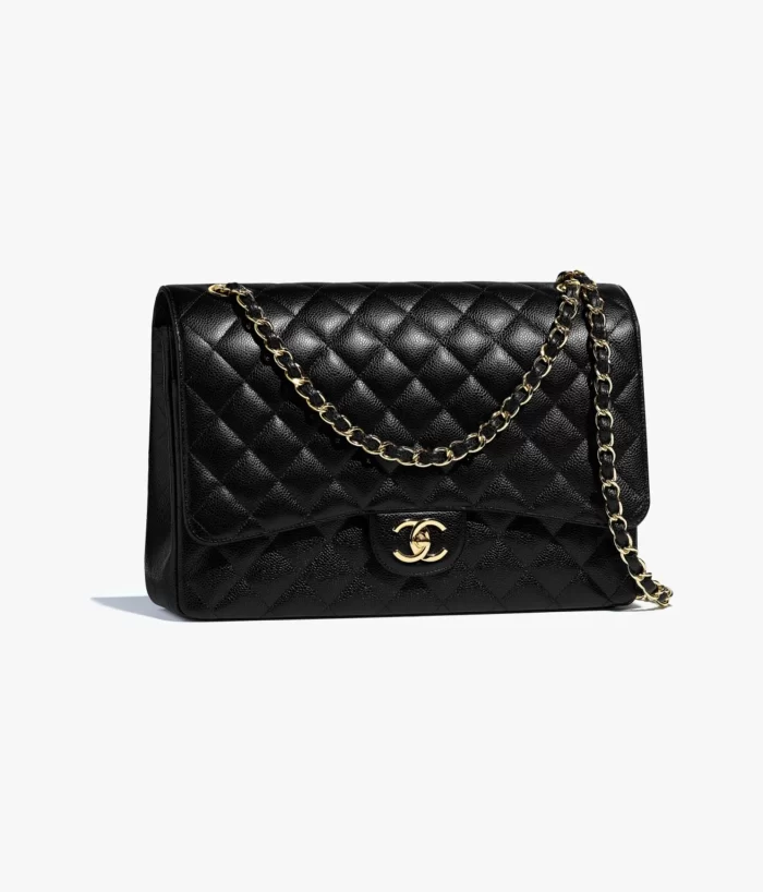 CHANEL / MAXI CLASSIC HANDBAG Grained Calfskin & Gold-Tone Metal Black