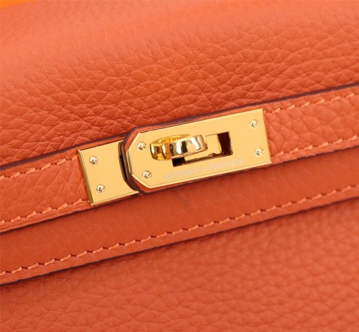 HermèsKelly Togo Calf Gold hardware Orange size: 25Cm/ 28Cm