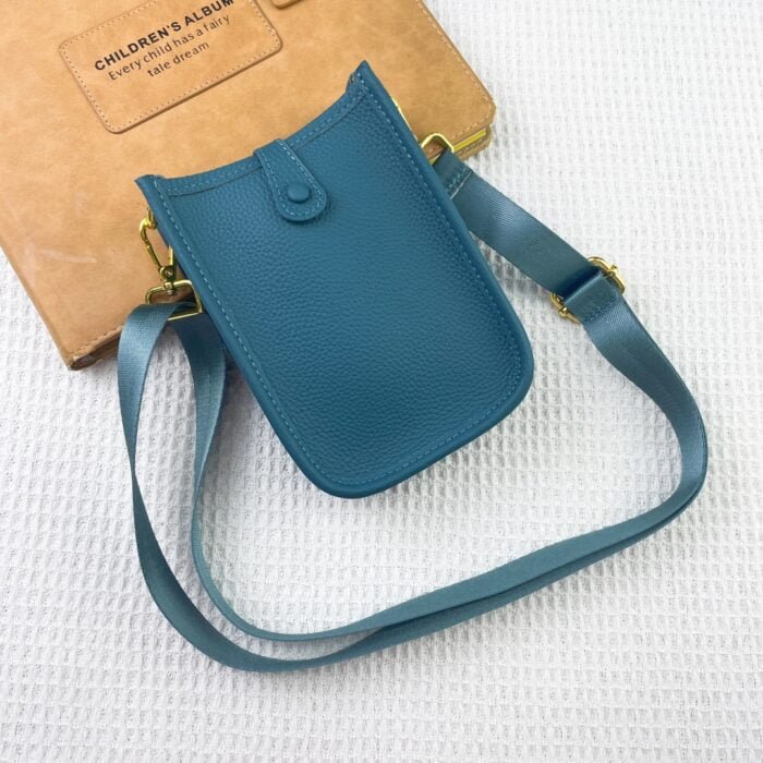 Hermès Evelyn TOGO mini phone bag Linen blue 336 size: 18*12.5*4cm