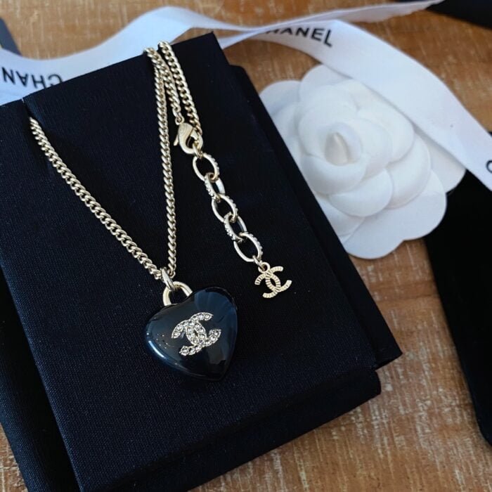 Chanel Black heart necklace