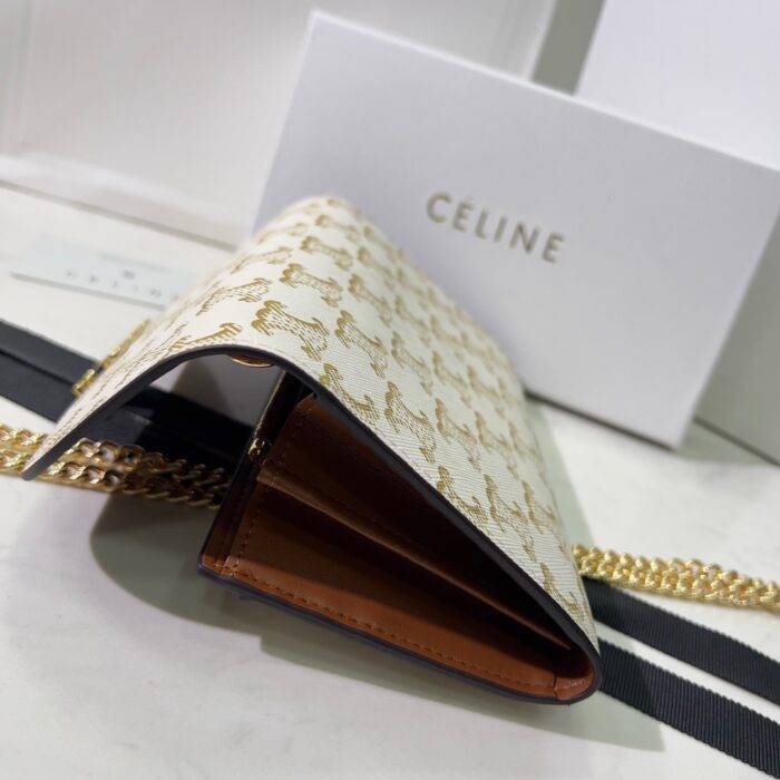 CELINE Presbyopia pattern white Chain bag 621663 Size:19*10.5*3.5cm