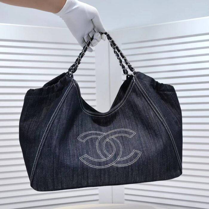 Chanel Denim shopping bag with a small wallet