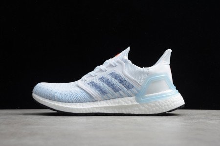 ADIDAS ULTRA BOOST 20 SHOES CLOUD WHITE LIGHT BLUE ORANGE