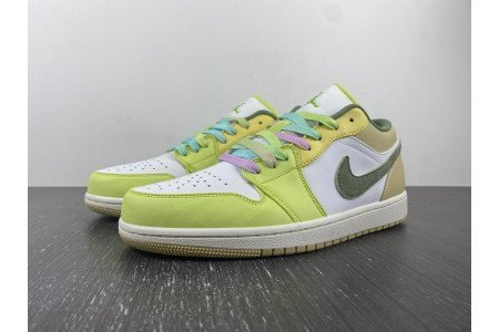 Air Jordan 1 Low Sail White Oil Green