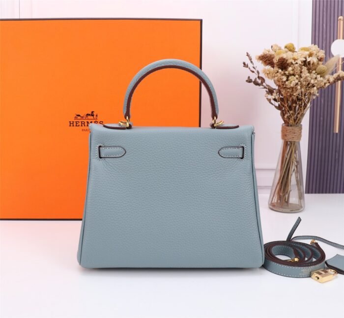 Hermès Kelly Togo Calf Gold hardware Linen blue size: 25Cm/ 28Cm