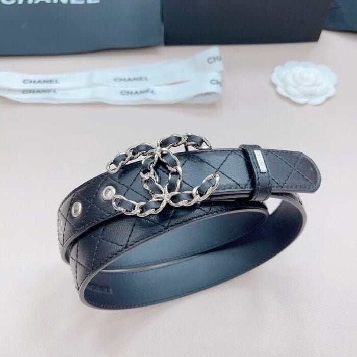 Chanel Women’s belt with silver buckle