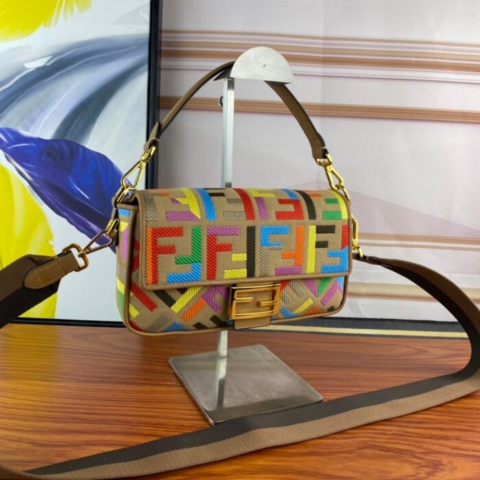 FENDI Baguette Rainbow F embroidery colors shoulderbag F2029 Size: 26*5*15CM