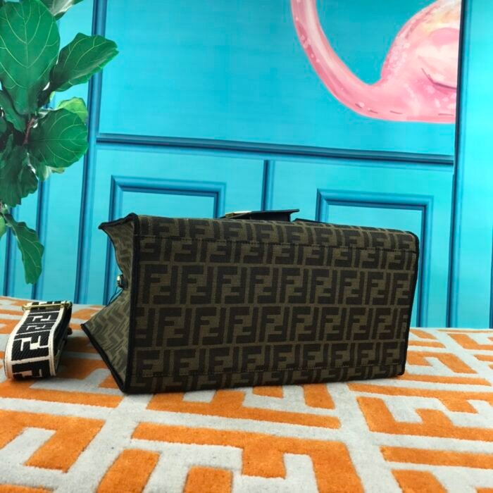 FENDI peekaboo Canvas Tote with mobile phone bag Black 2118 Size: 37*32 cm