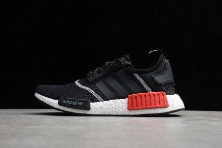 ADIDAS NMD R1 PK SHOES CORE BLACK CLOUD WHITE RED
