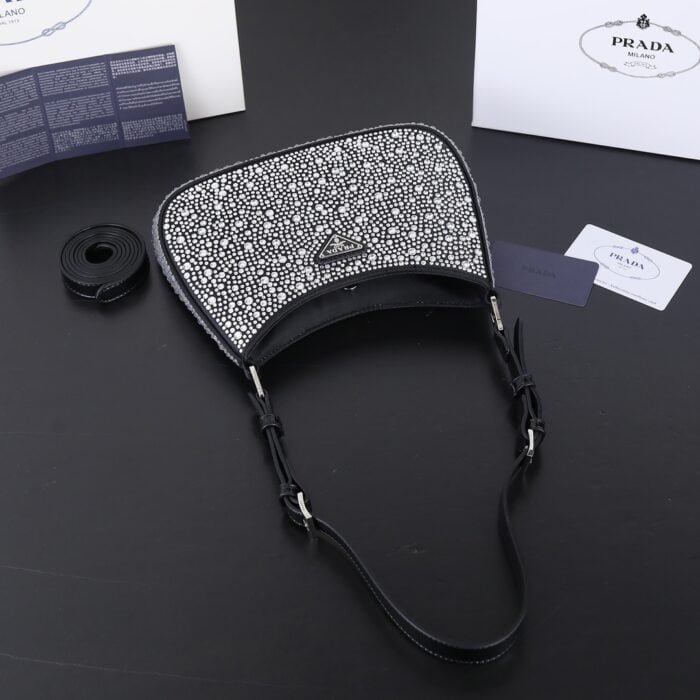 Prada Ss21 Hobo BlingBling 8801 black size: 22*18*5cm