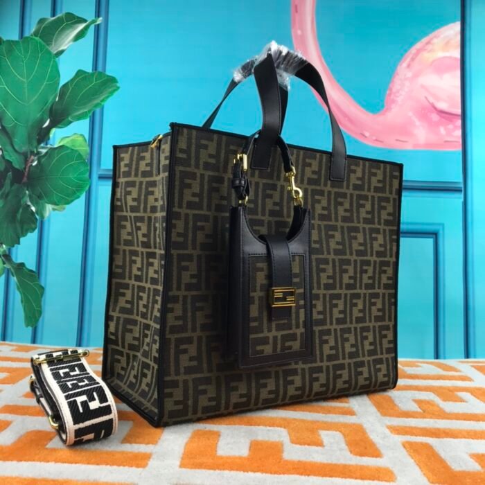 FENDI peekaboo Canvas Tote with mobile phone bag Black 2118 Size: 37*32 cm