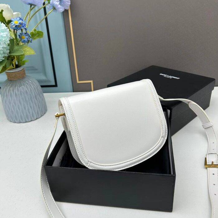 YSL saddle cowhide leather shoulder bag 0233 white size: 19*16*6cm