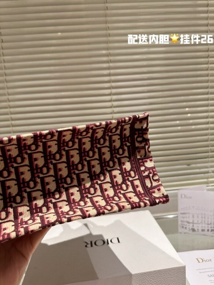 Dior Oblique Book tote shopping bags red size: 26cm