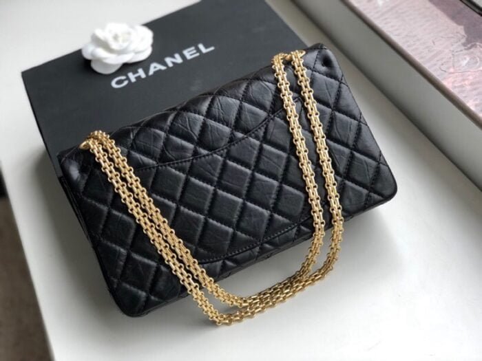 CHANEL / 2.55 HANDBAG Aged Calfskin & Gold-Tone Metal Black Ref. A37586 Y04634 C3906 size:28cm