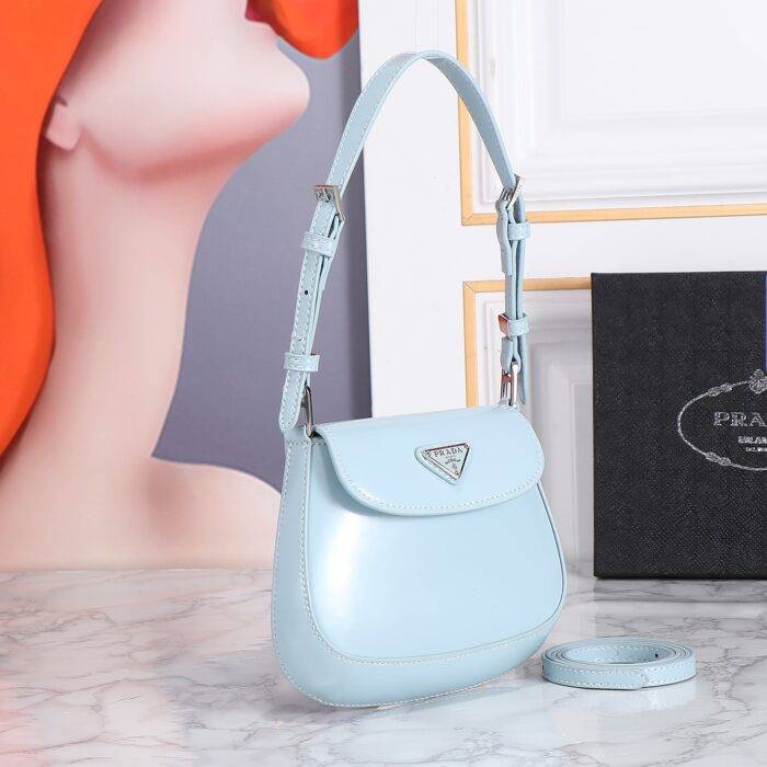 Prada hobo cleo Patent leather 611 blue size:22*13cm