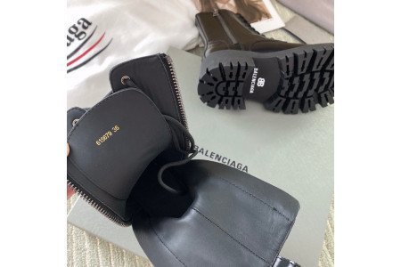 Balenciaga Tractor Leather Combat Boots