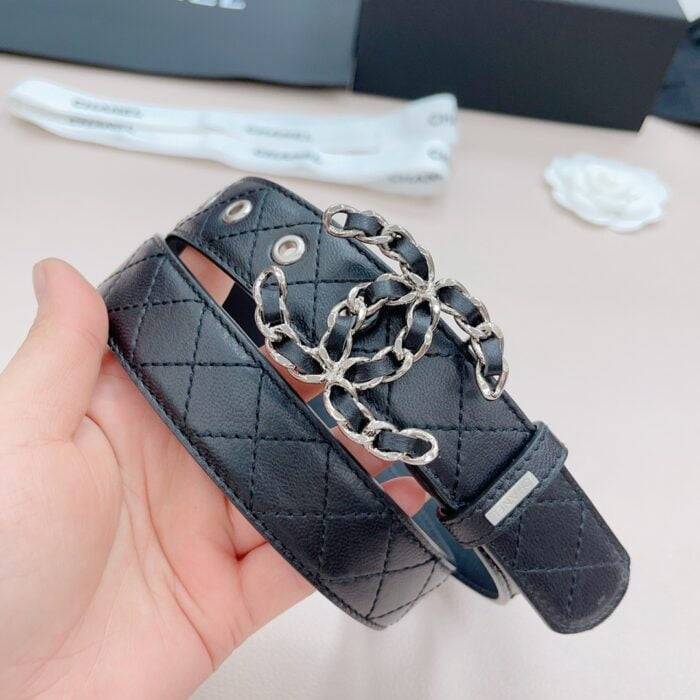 Chanel Women’s belt with silver buckle
