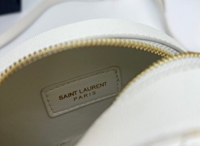 YSL round bun bag with chain strap white size: 17cm