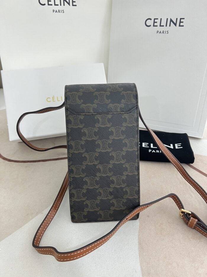 CELINE Mobile phone bag with leather strap Size: 10*2*19cm