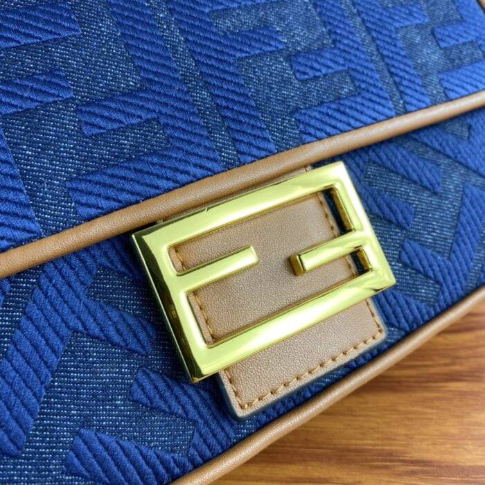 FENDI Baguette F embroidery Dark Blue shoulderbag F2029 Size: 26*5*15CM