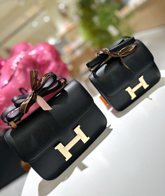 Hermès Constance cowhide leather Gold hardware Black size: 24cm/20cm