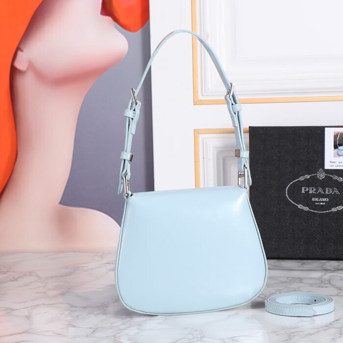 Prada hobo cleo Patent leather 611 blue size:22*13cm