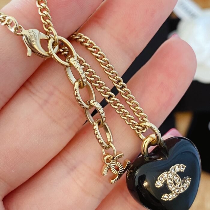Chanel Black heart necklace