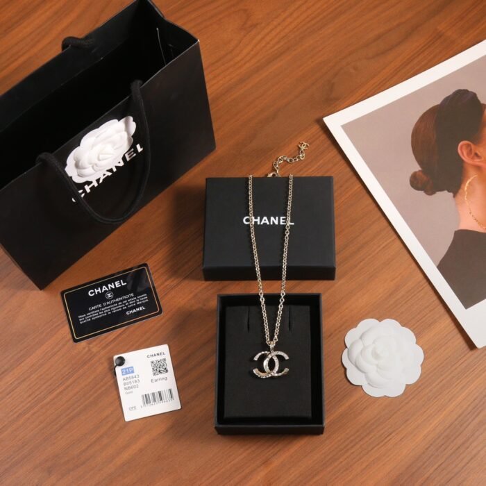 Chanel Double c half diamond necklace