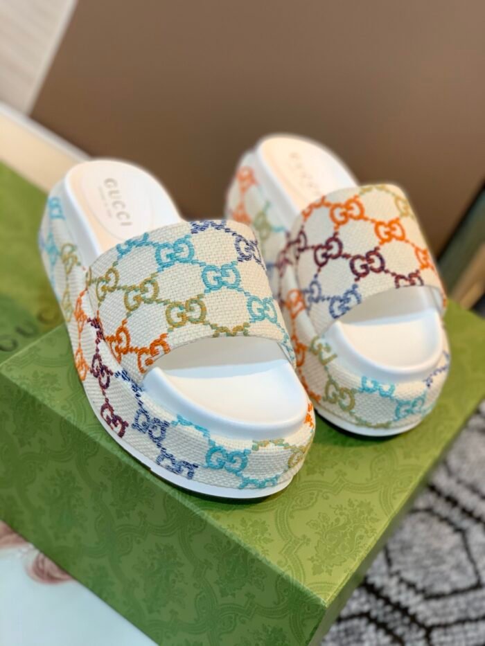 Gucci Electric embroidered platform slippers Size:35-43 note shoes size when you fill shipping address