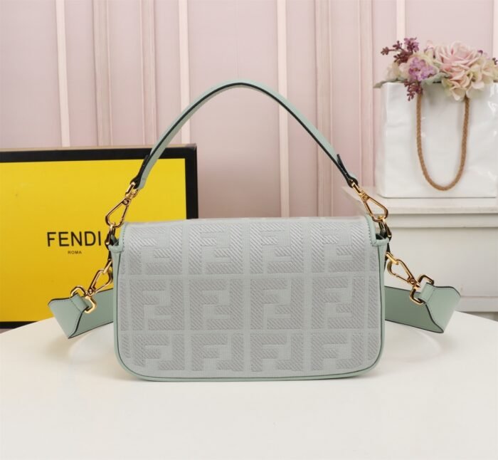FENDI Baguette F embroidery Light Green shoulderbag F2029 Size: 26*5*15CM