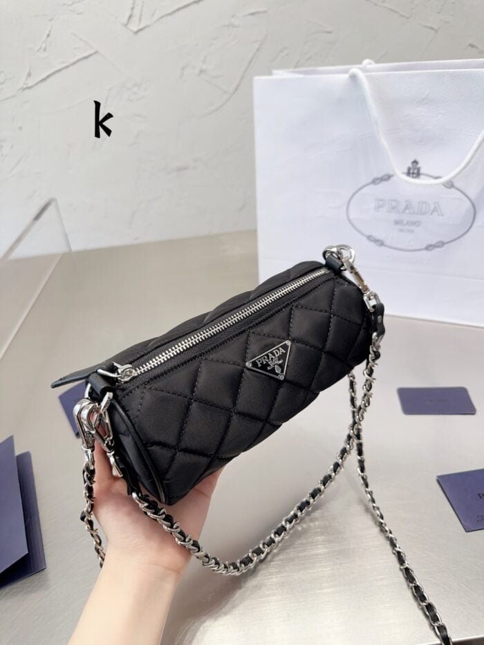 Prada Medieval cylinder nylon bag size: 19* 9cm