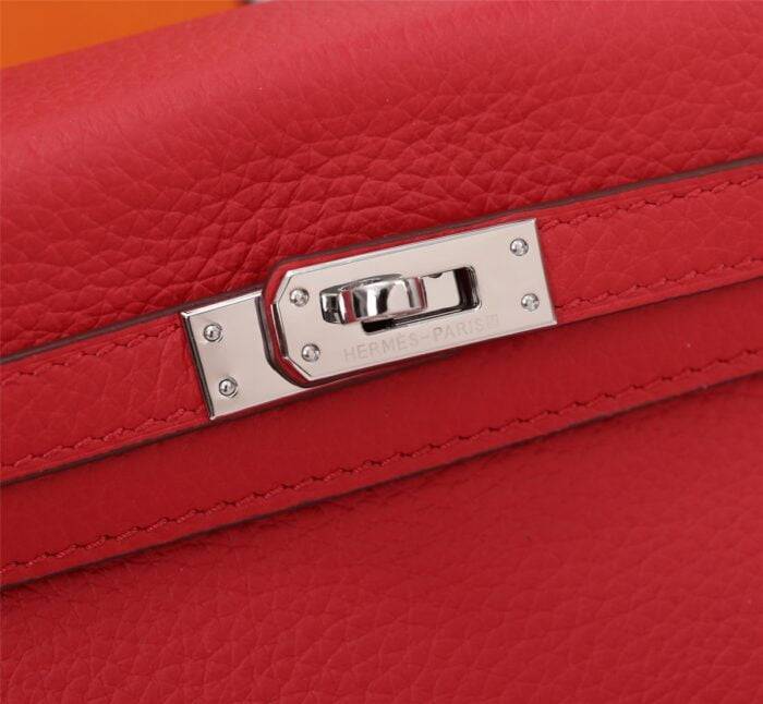 Hermès Kelly Togo Calf Sliver hardware Red size: 25Cm/ 28Cm