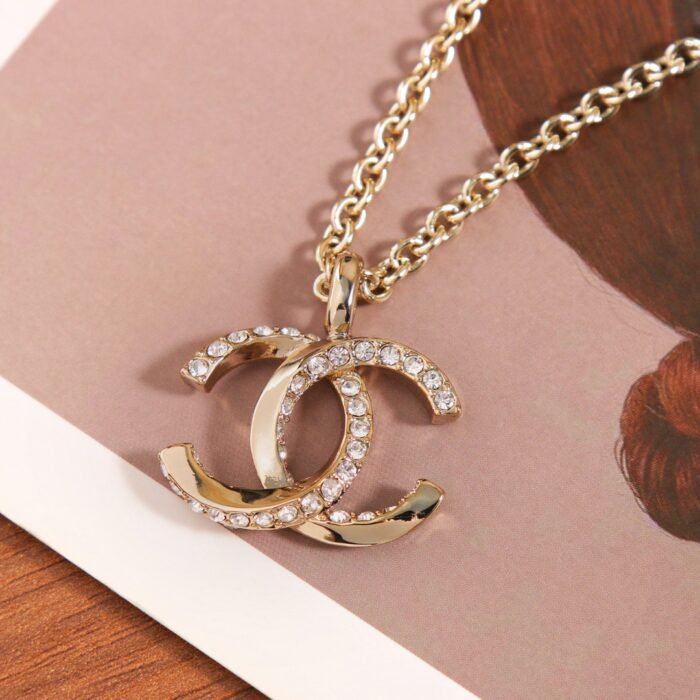 Chanel Double c half diamond necklace