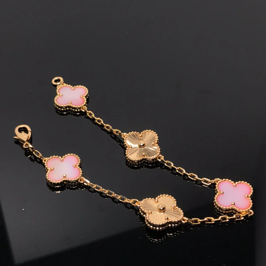 [VA]CLOVER BRACELET 5 MOTIF PINK AND PINK GOLD