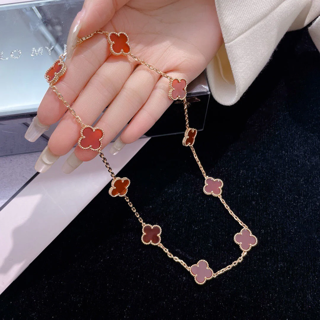 [VA]CLOVER 10 MOTIFS CARNELIAN NECKLACE