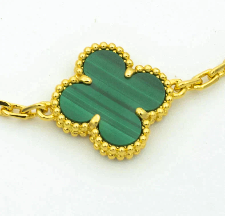 [VA]CLOVER  5 MOTIF MALACHITE DIAMOND BRACELET